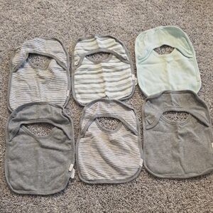 Burt's Bees Baby Gray & Light Green Cotton Bibs (6-Pack)